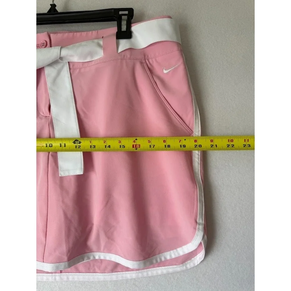 Nike Golf  Dri Fit Skort Women 12 Pink White Belted Stretch Athletic Lightweight - Picture 6 of 16